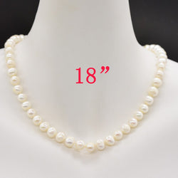 18K Gold Freshwater Pearl Necklace 8 MM for Women