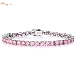 Sterling Silver Lab Pink Sapphire Tennis Bracelet