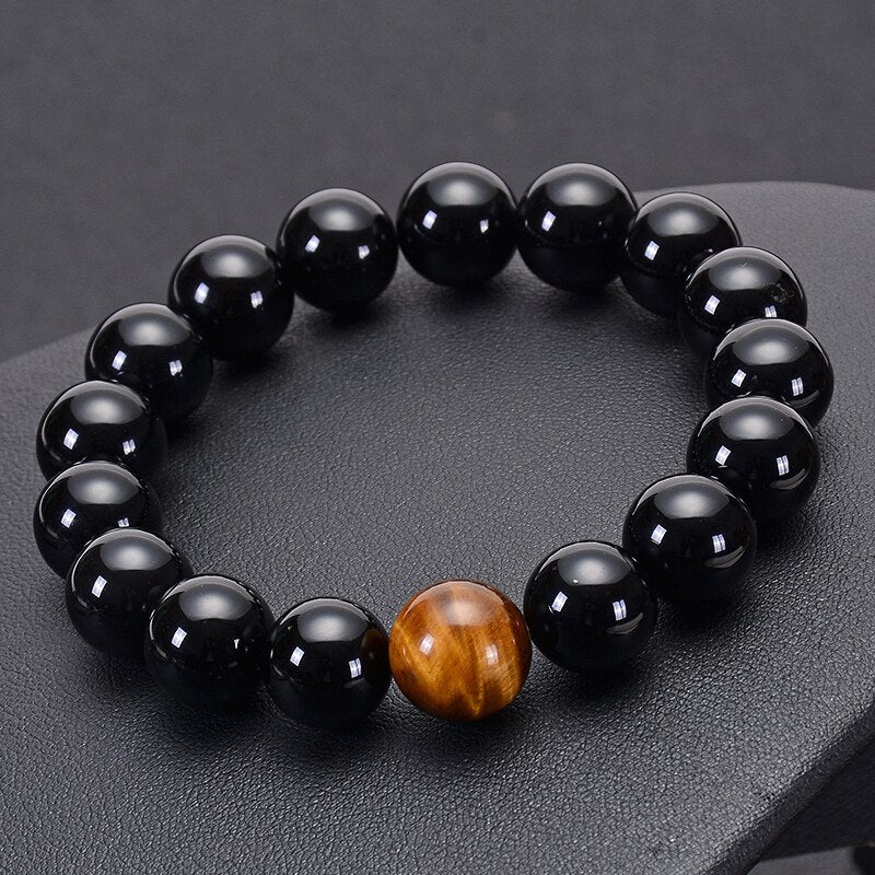 925 Silver Tiger Eye 5A Natural Stone Bead Bracelet for Man