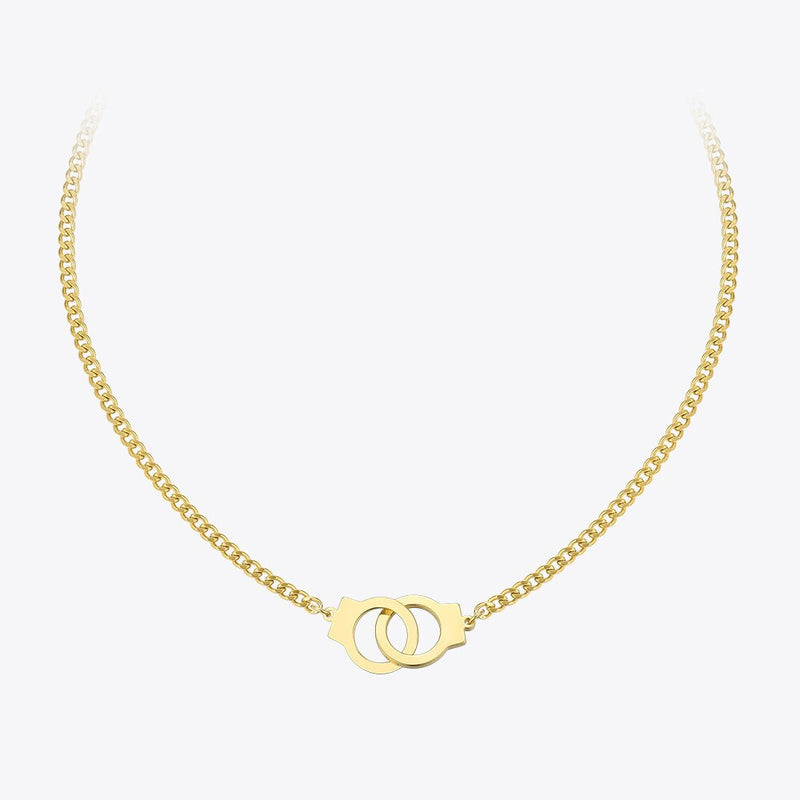ENFASHION Punk Handcuffs Pendant Necklace Choker For Women Stainless Steel Link Chain Necklace Fashion Femme Jewelry Gifts P3013