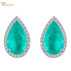 925 Sterling Silver Lab Emerald Stud Earrings for Women