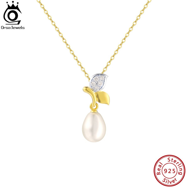 925 Sterling Silver Natural Freshwater Pearl Pendant Necklace for Women