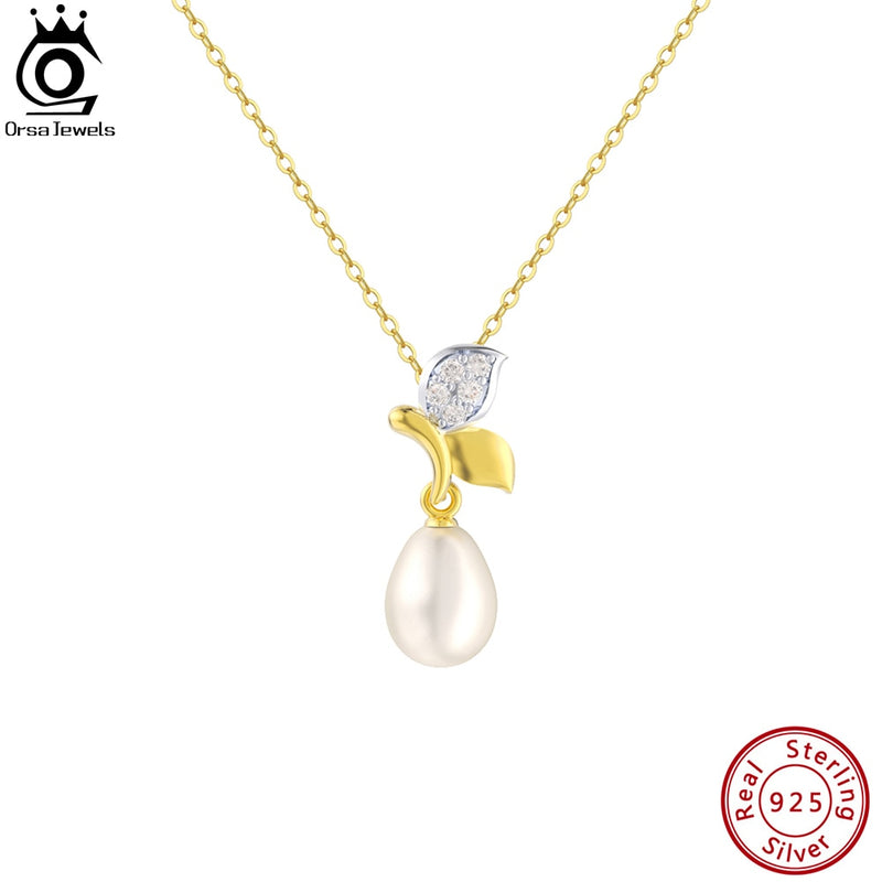 925 Sterling Silver Natural Freshwater Pearl Pendant Necklace for Women