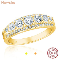 Solid 925 Sterling Silver Yellow Rose Gold Round Cut AA CZ Eternity Band for Women