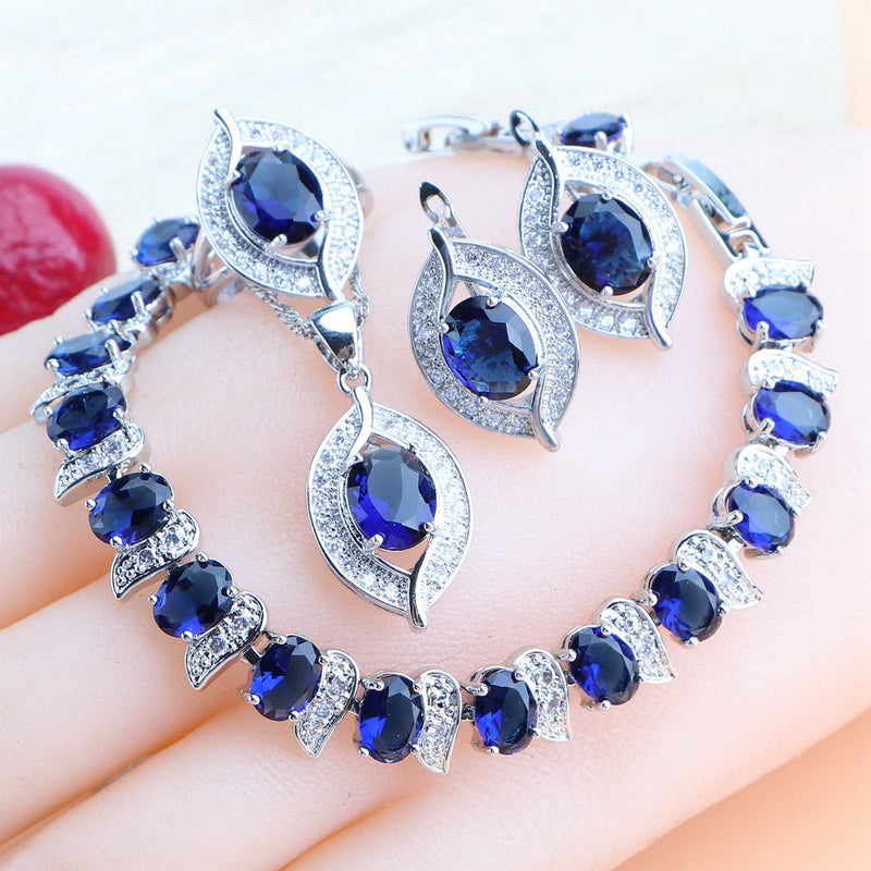 925 Sterling Silver Purple Zircon Jewelry Set for Women