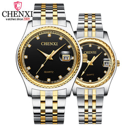 Steel Full Steel Business Quartz Waterproof Wrist Watches for Couple