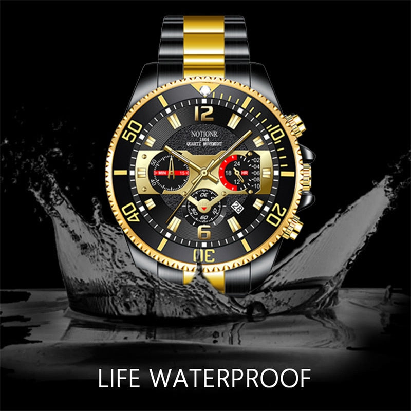 Stainless Steel Waterproof Luminous Quartz Watch for Men