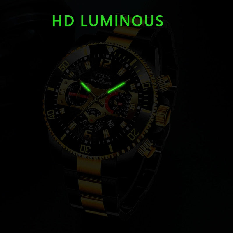 Stainless Steel Waterproof Luminous Quartz Watch for Men