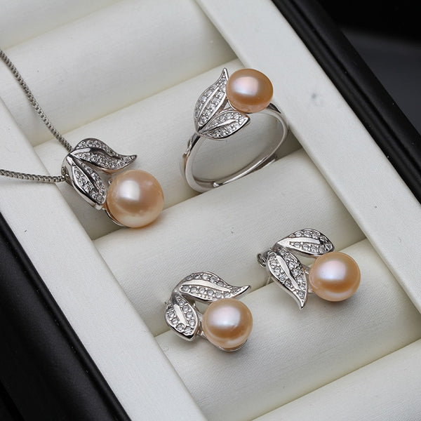 925 Sterling Silver White Freshwater Pearl Jewelry Set for Women