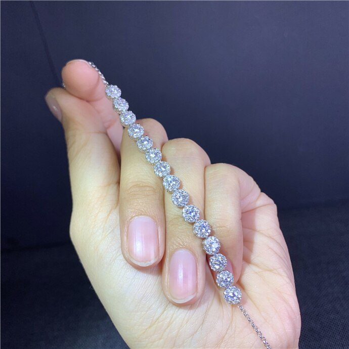 925 Sterling Silver Real Moissanite Diamond Tennis Bracelet for Women