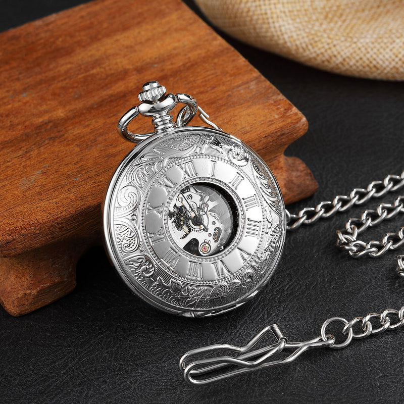 Copper Hollow Gear Steampunk Pocket Watch Pendant Necklace for Men and Women