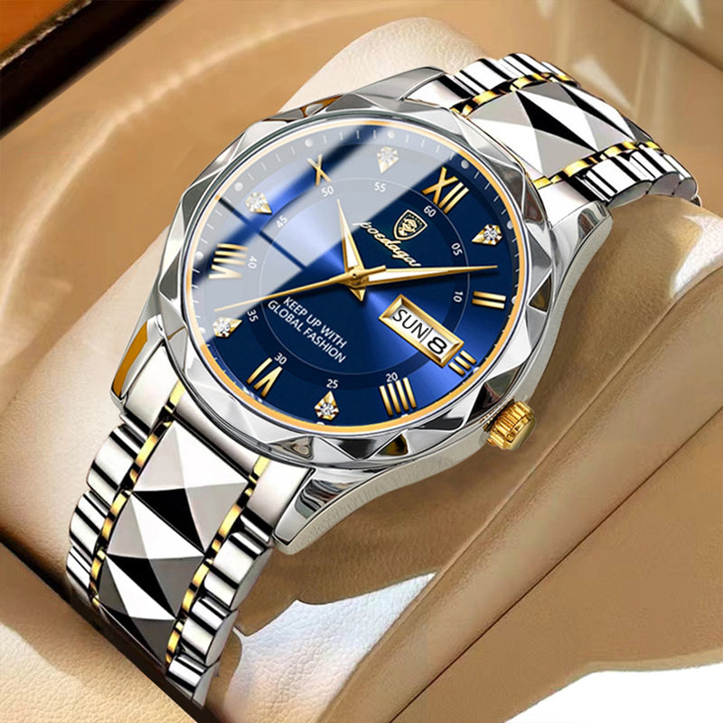 Luxury Quartz Wristwatch with Date and Week Display for Men