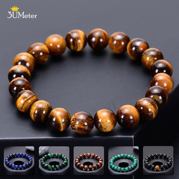 925 Silver Tiger Eye 5A Natural Stone Bead Bracelet for Man