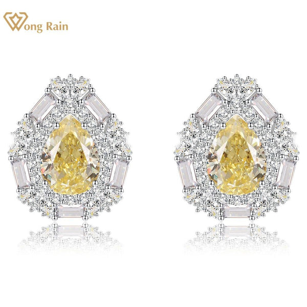 Wong Rain 925 Sterling Silver VVS 3EX 4 CT Crushed Ice Cut Simulated Moissanite Gemstone Luxury Ear Studs Earrings Fine Jewelry