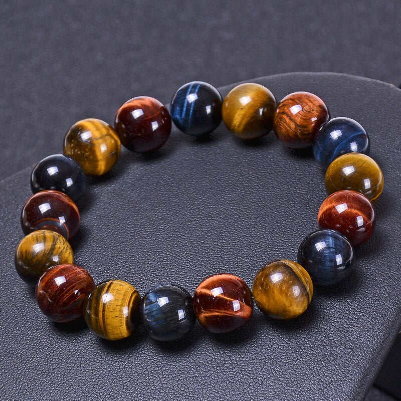 925 Silver Tiger Eye 5A Natural Stone Bead Bracelet for Man