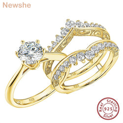 Yellow Gold 2 Carat Cubic Zirconia Bridal Ring Set for Women