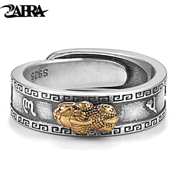 ZABRA S925 Silver Pixiu Ring Mens and Womens Trendy Six-character Mantra Personality Couple Trendy Silver Jewelry