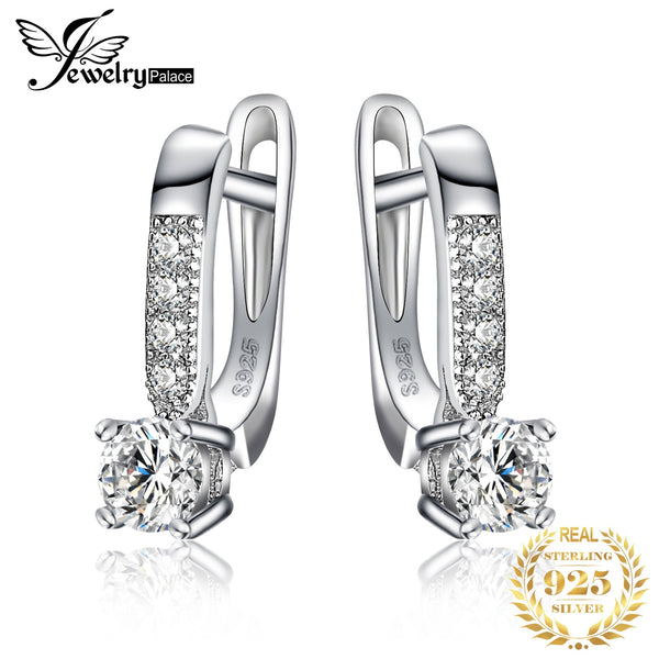 925 Sterling Silver Cubic Zirconia Clip Huggie Earrings for Women