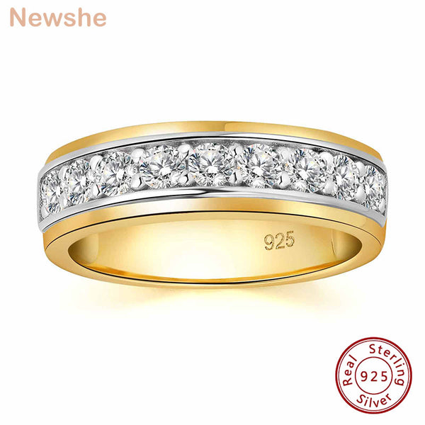 925 Sterling Silver Round Cubic Zircon Wedding Ring for Men