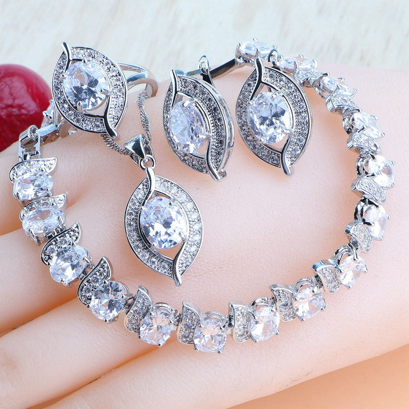 925 Sterling Silver Purple Zircon Jewelry Set for Women