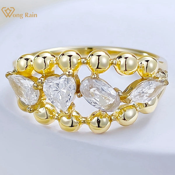 Wong Rain Plated 925 Sterling Silver Lab Sapphire Gemstone Sparkling Women Ring Wedding Party Jewelry Gifts Wholesale