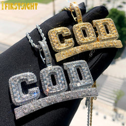 Gold Iced Out Letter COD Pendant Necklace for Men