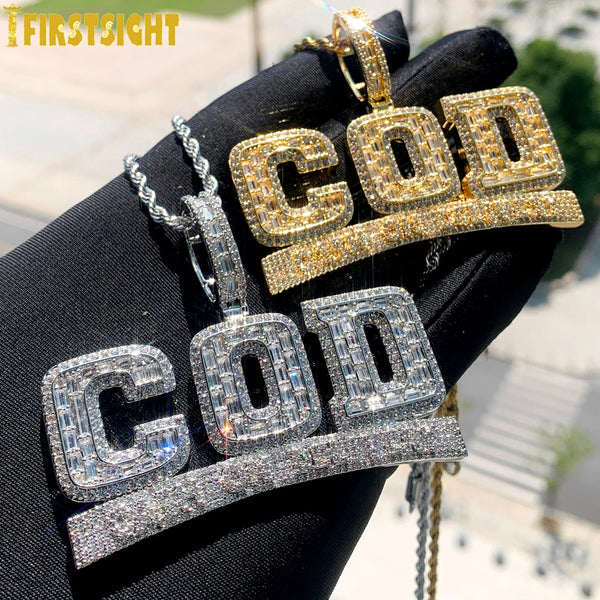 Gold Iced Out Letter COD Pendant Necklace for Men