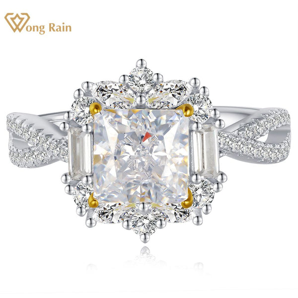 Wong Rain 925 Sterling Silver Crushed Ice Cut Lab Sapphire High Carbon Diamonds Gemstone Fine Jewelry Wedding Ring Wholesale