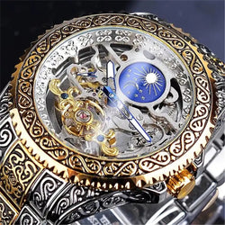 Stainless Steel Skeleton Automatic Luminous Mechanical Watch for Men