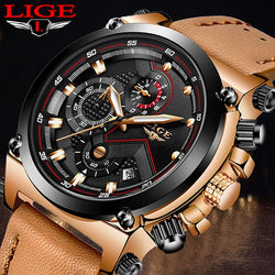 Stainless Steel Leather Waterproof Quartz Watch for Men