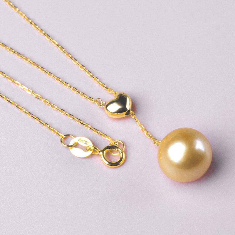 18K Gold Natural South Sea Pearl Pendant Necklace for Women