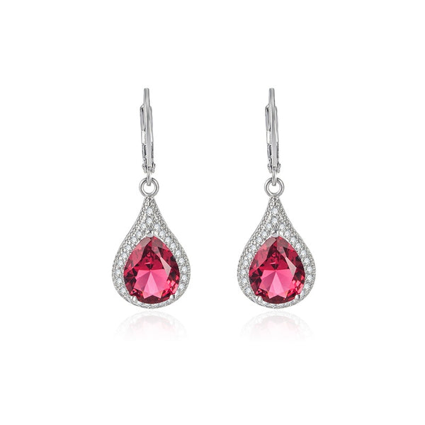 Sterling Silver Sapphire Geometric Drop Earrings for Women