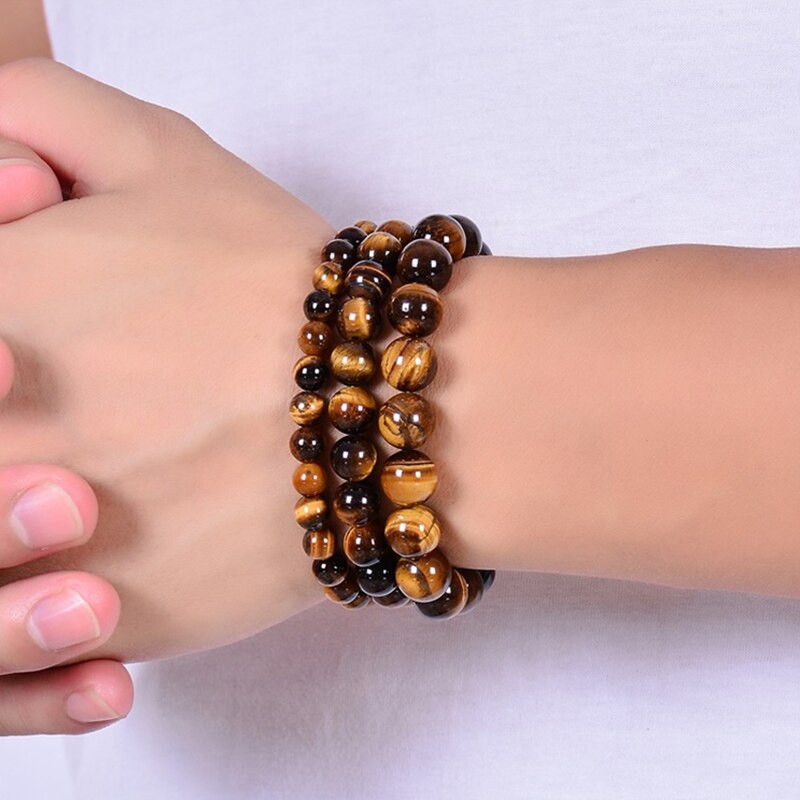 925 Silver Tiger Eye 5A Natural Stone Bead Bracelet for Man