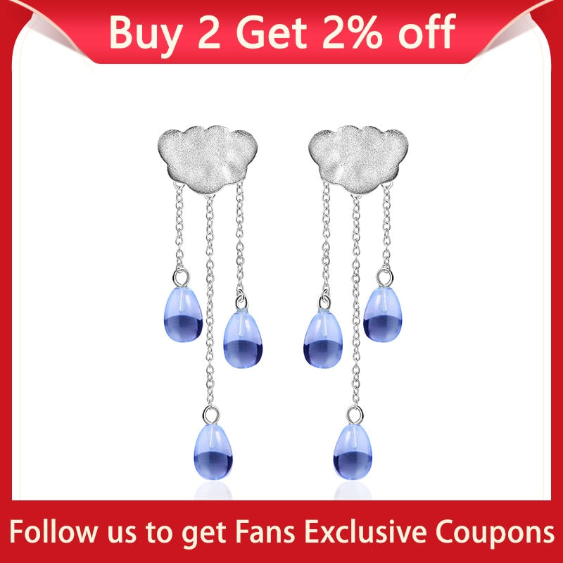 Sterling Silver Crystal Charm Drop Earrings for Women