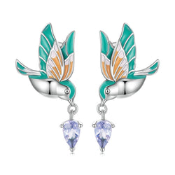 925 Sterling Silver Kingfisher Stud Earrings for Women