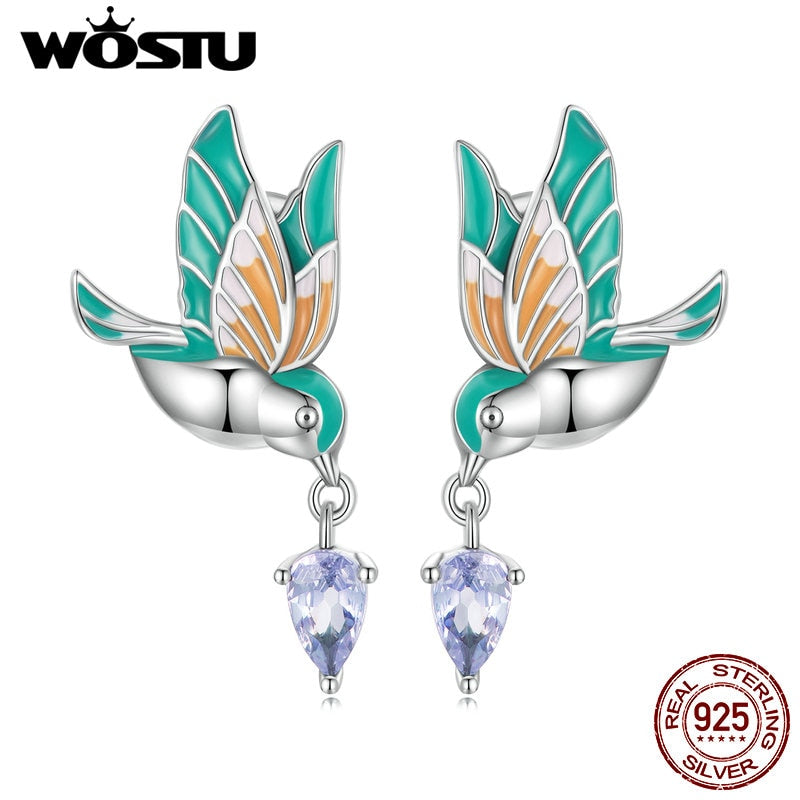 925 Sterling Silver Kingfisher Stud Earrings for Women