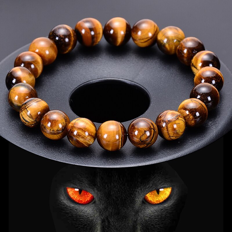 925 Silver Tiger Eye 5A Natural Stone Bead Bracelet for Man