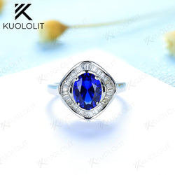 Sterling Silver Oval Sapphire Ring for Women