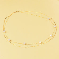 Real 18K Gold Natural Pearl Pendant Necklace for Women