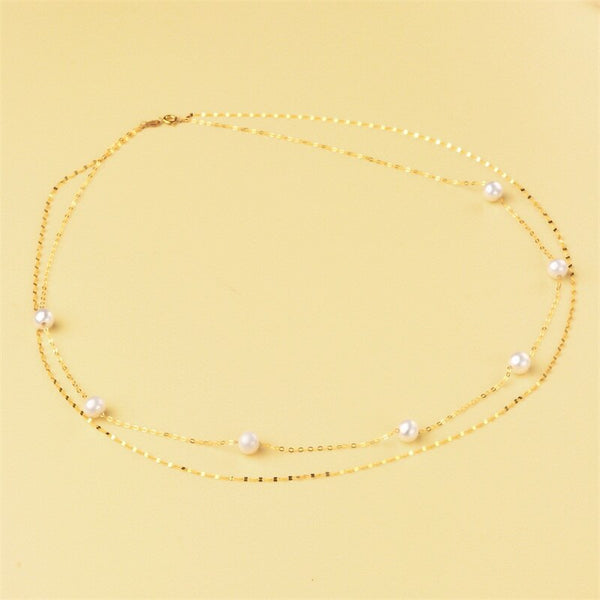 Real 18K Gold Natural Pearl Pendant Necklace for Women