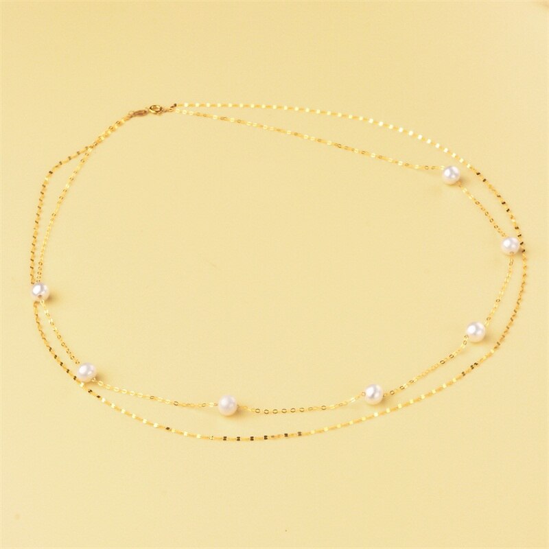 Real 18K Gold Natural Pearl Pendant Necklace for Women