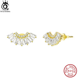 Sterling Silver Feather Fairy Wings Earrings with Zirconia for Women