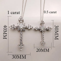 S925 Silver 0.5/1CT D Color Moissanite Cross Necklace for Women