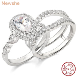 Sterling Silver Pear Cut Zircon Engagement Ring Enhancer for Women