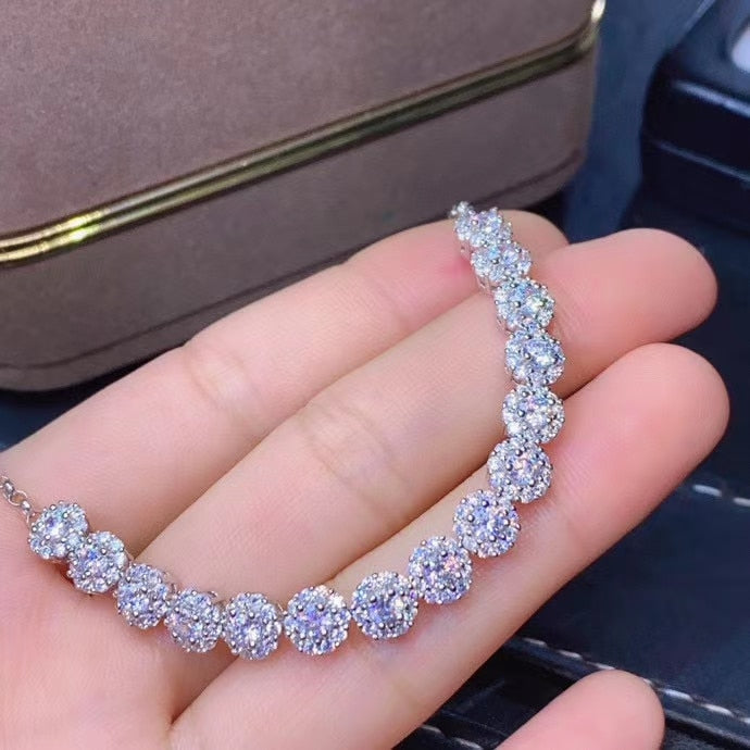 925 Sterling Silver Real Moissanite Diamond Tennis Bracelet for Women