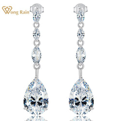 sterling silver Lab White Sapphire Drop Earrings for women