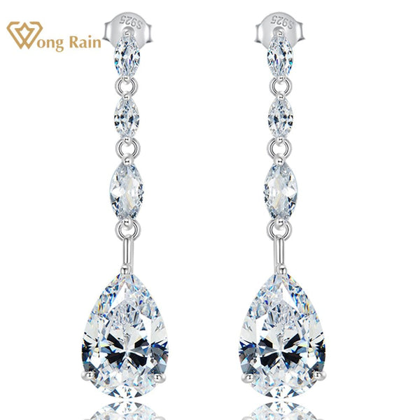 sterling silver Lab White Sapphire Drop Earrings for women