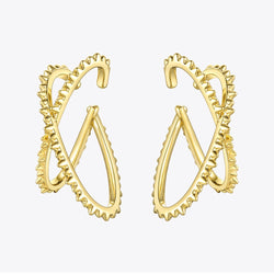 Gold Punk Spike X Shape Ear Cuff Clip On Earrings for Women