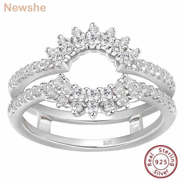 925 Sterling Silver Sunflower Ring Enhancer with AA Cubic Zircon for Women