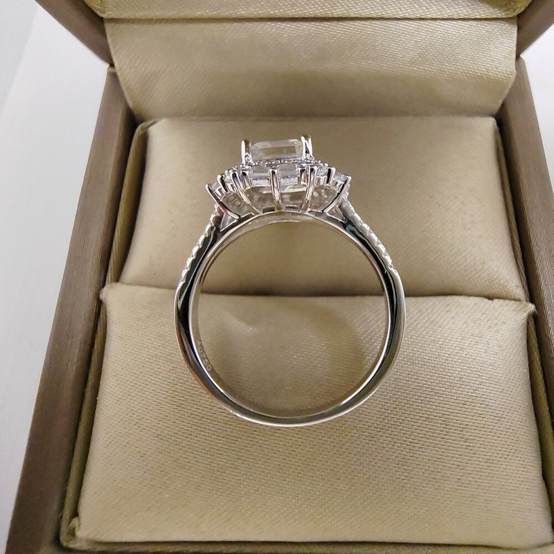 S925 Silver 1 Carat Moissanite Square Ring for Women